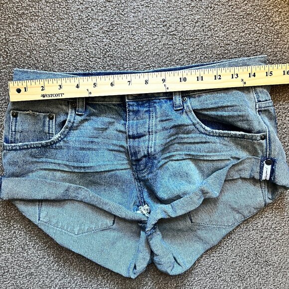 ONE X ONETEASPOON Distressed Cutoff DENIM SHORTS Micro Mini Jorts | Sz 26 - Picture 7 of 9